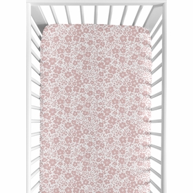 White and Pink Floral Collection Crib Sheet