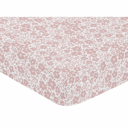 White and Pink Floral Collection Crib Sheet - alt image 2