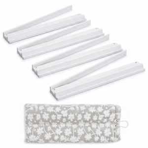 (17in.) White Wooden Mahjong Racks with Pushers & Travel Bag - Set of 4