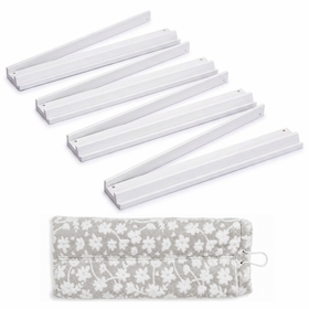 White Wooden Mahjong Racks with Pushers (17in.) & Travel Bag - Set of 4
