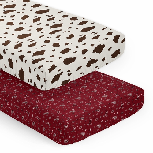 Wild West Collection 2 Pack Crib Sheets - Cow Print and Bandana Print