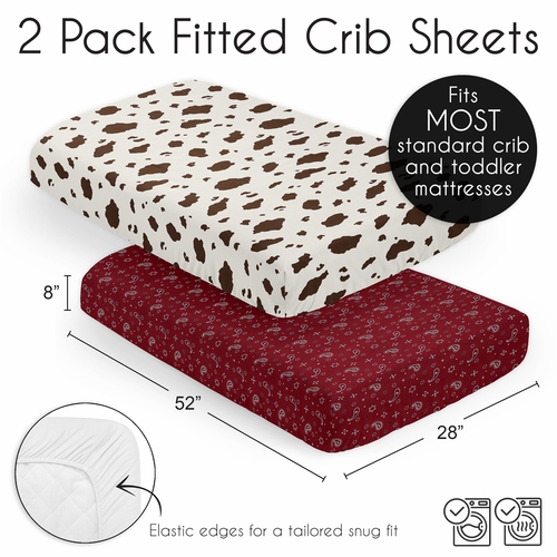 Wild West Collection 2 Pack Crib Sheets - Cow Print and Bandana Print - alt image 5