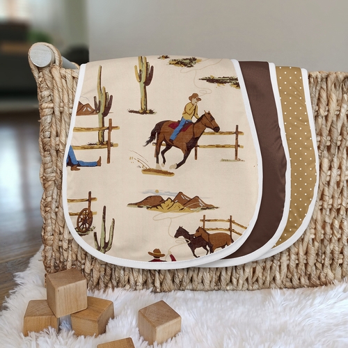 Wild West Collection Absorbent Burp Cloths - 3 Pack Set - alt image 2
