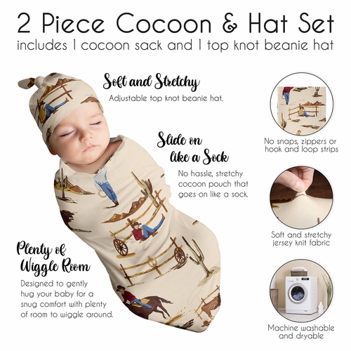 Wild West Collection Baby Cocoon and Beanie Hat - 2 Piece Set - alt image 5