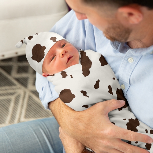 Wild West Collection Baby Cocoon and Beanie Hat - 2 Piece Set - Cow Print - alt image 2