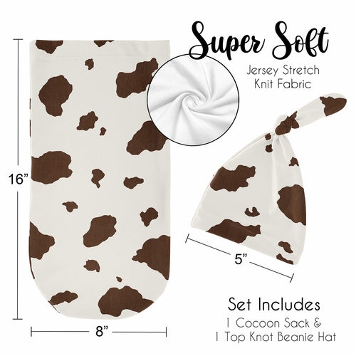 Wild West Collection Baby Cocoon and Beanie Hat - 2 Piece Set - Cow Print - alt image 4