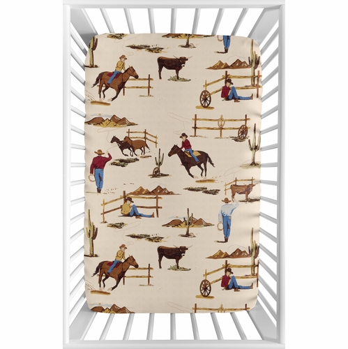 Wild West Collection Mini Crib Sheet - alt image 1