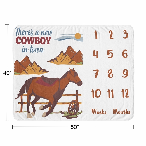Wild West Collection Monthly Milestone Baby Blanket - alt image 3