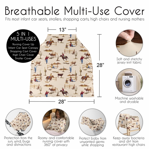 Wild West Collection Multi Use Baby Car Seat and Nursing Cover - alt image 5