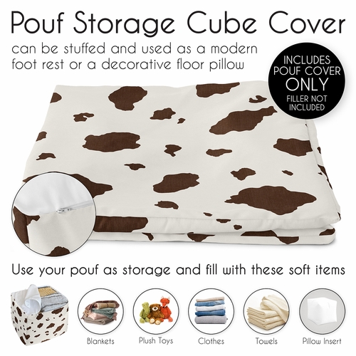 Wild West Collection Ottoman Pouf Cover - Cow Print - alt image 4