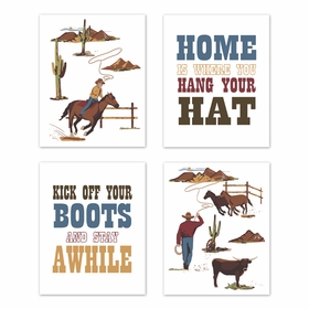 Wild West Collection Wall Art Prints - Set of 4