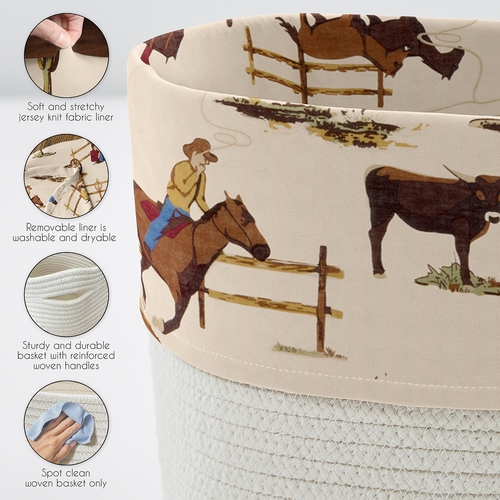 Wild West Collection Woven Laundry Rope Basket Hamper with Liner - alt image 3