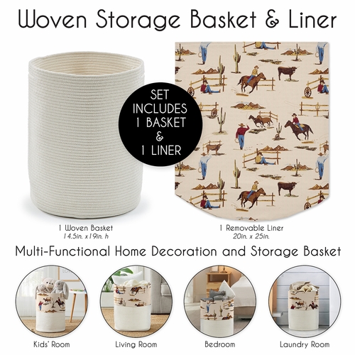 Wild West Collection Woven Laundry Rope Basket Hamper with Liner - alt image 4