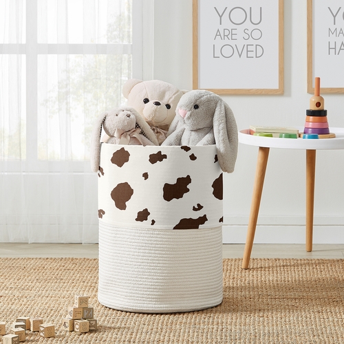 Wild West Collection Woven Laundry Rope Basket Hamper with Liner - Cow Print - alt image 2