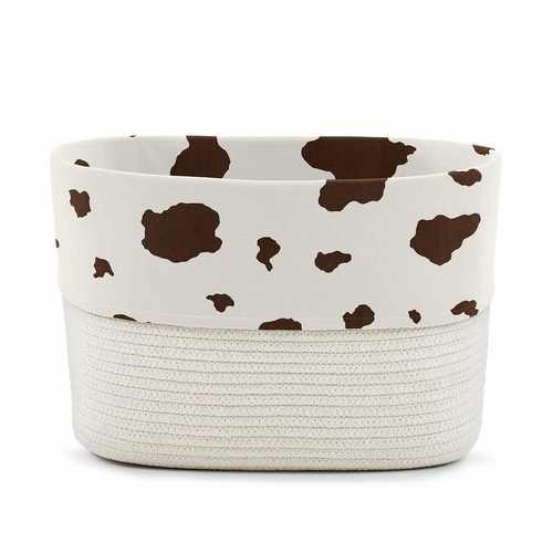 Wild West Collection Woven Rope Storage Basket - Cow Print