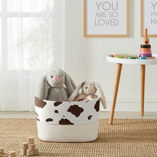 Wild West Collection Woven Rope Storage Basket - Cow Print - alt image 1