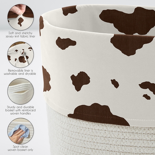 Wild West Collection Woven Rope Storage Basket - Cow Print - alt image 3