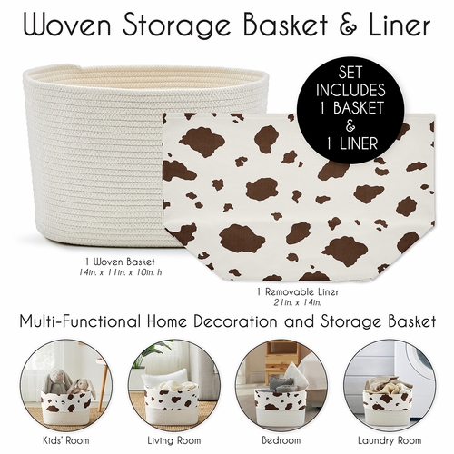 Wild West Collection Woven Rope Storage Basket - Cow Print - alt image 4
