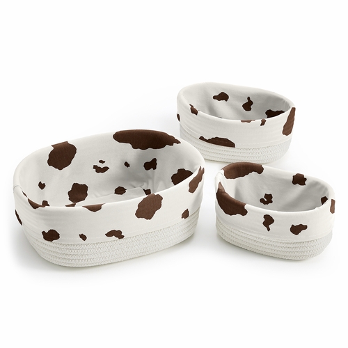 Wild West Collection Woven Storage Basket Set - Cow Print