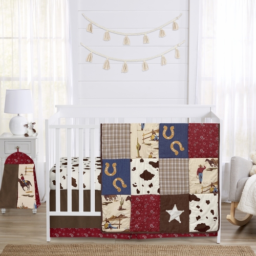 Wild West Cowboy 4 Piece Bumperless Crib Bedding Collection