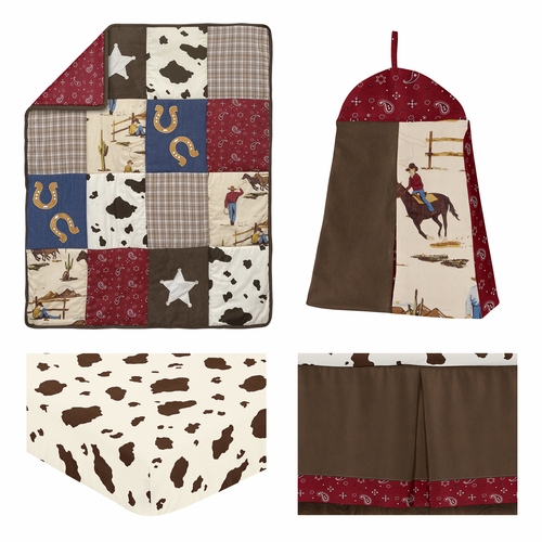 Wild West Cowboy 4 Piece Bumperless Crib Bedding Collection - alt image 1