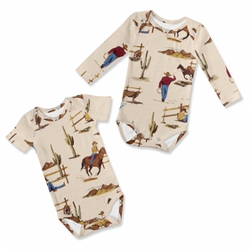Wild West Cowboy Collection 0-6M Baby Clothes Bodysuits - 2 Pack Set