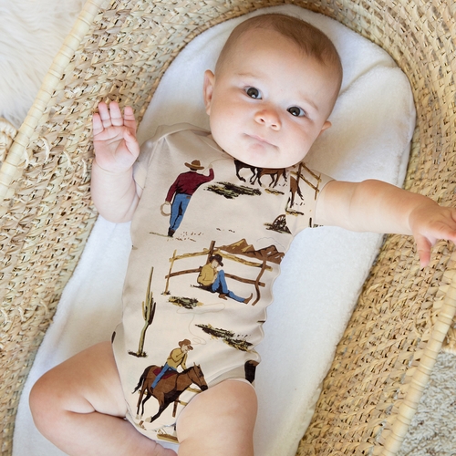 Wild West Cowboy Collection 0-6M Baby Clothes Bodysuits - 2 Pack Set - alt image 2