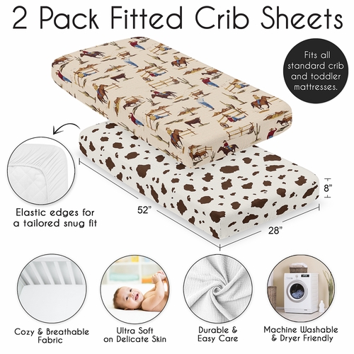Wild West Cowboy Collection 100% Cotton Muslin 2 Pack Crib Sheets - alt image 3