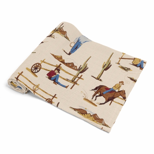 Wild West Cowboy Collection 100% Cotton Muslin Baby Swaddle Receiving Blanket
