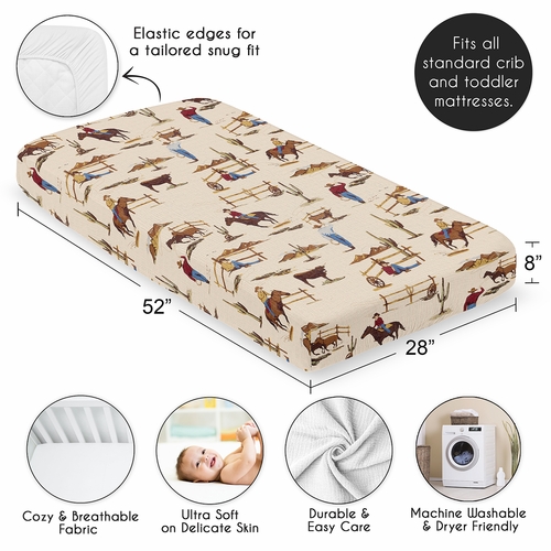 Wild West Cowboy Collection 100% Cotton Muslin Crib Sheet - alt image 3