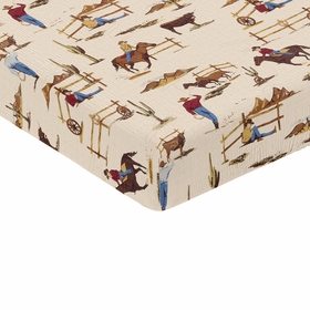 Wild West Cowboy Collection 100% Cotton Muslin Crib Sheet