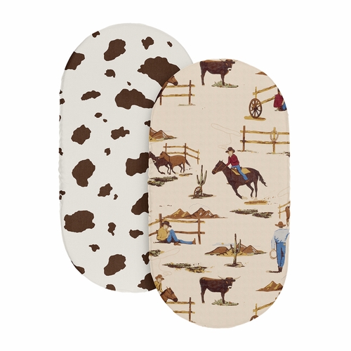 Wild West Cowboy Collection 2 Pack Baby Bassinet Fitted Sheets - alt image 1