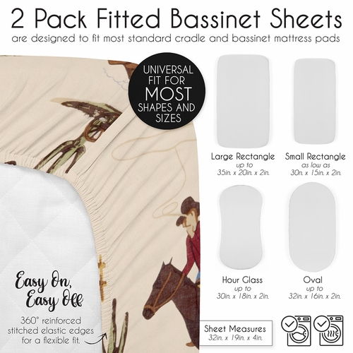 Wild West Cowboy Collection 2 Pack Baby Bassinet Fitted Sheets - alt image 5