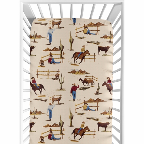 Wild West Cowboy Collection 2 Pack Crib Sheets - Horseshoe Print - alt image 1