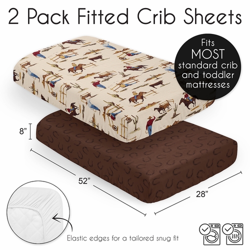 Wild West Cowboy Collection 2 Pack Crib Sheets - Horseshoe Print - alt image 5