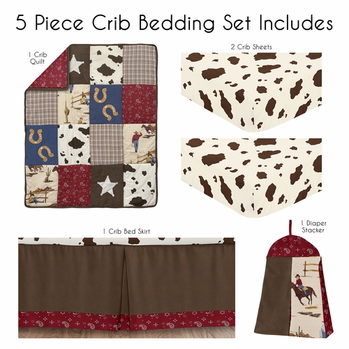 Wild West Cowboy Collection 5 Piece Crib Bedding - alt image 1