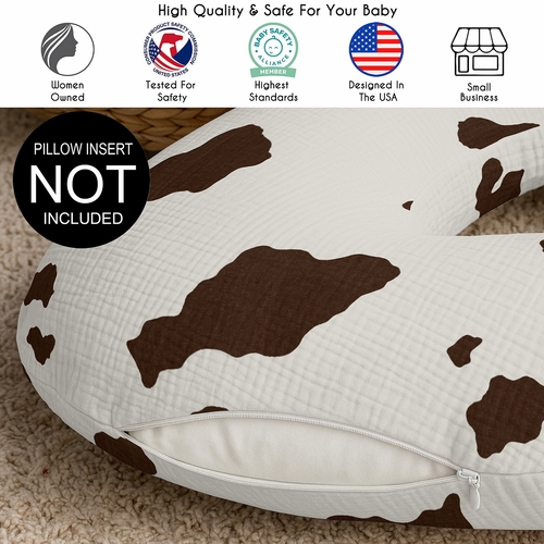 Wild West Cowboy Collection - Cow Print 100% Cotton Muslin Nursing Breastfeeding Pillow Cover Case (Pillow Not Included) - alt image 2