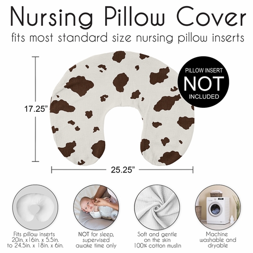 Wild West Cowboy Collection - Cow Print 100% Cotton Muslin Nursing Breastfeeding Pillow Cover Case (Pillow Not Included) - alt image 5