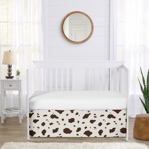Wild West Cowboy Collection Cow Print Crib Bed Skirt - alt image 1