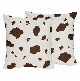Wild West Cowboy Collection Cow Print Decorative Accent Throw Pillows - Set of 2