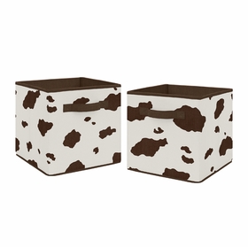 Wild West Cowboy Collection Cow Print Foldable Fabric Storage Bins - Set of 2