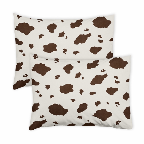 Wild West Cowboy Collection Cow Print Pillow Sham Covers - 2 Pack Set