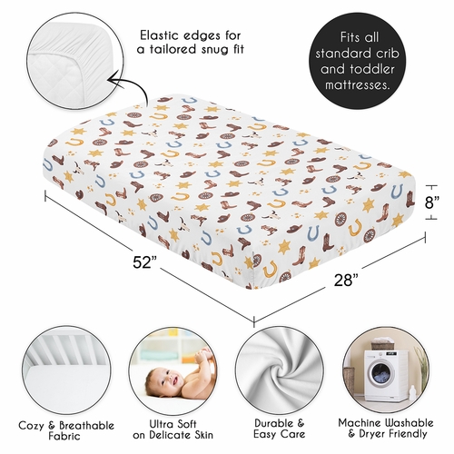 Wild West Cowboy Collection Crib Sheet - Blue Western Print - alt image 3