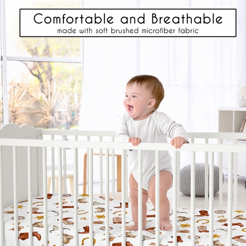 Wild West Cowboy Collection Crib Sheet - Lone Star Print - alt image 1