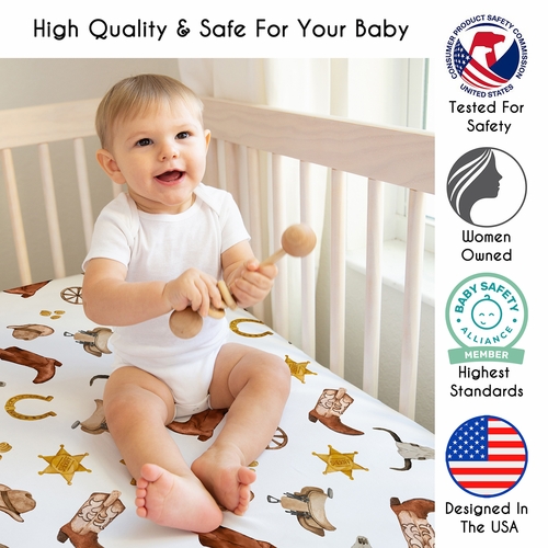 Wild West Cowboy Collection Crib Sheet - Lone Star Print - alt image 2