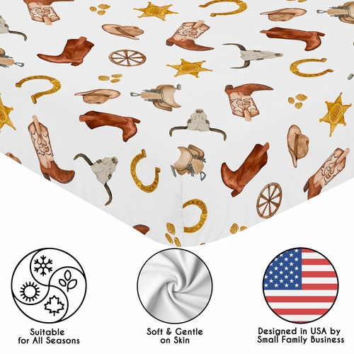 Wild West Cowboy Collection Crib Sheet - Lone Star Print - alt image 4