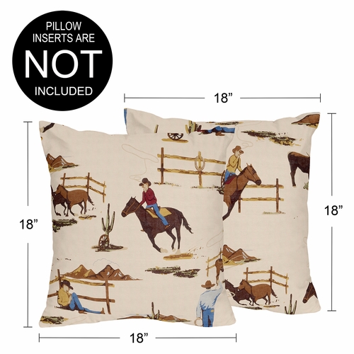 Wild West Cowboy Collection Decorative Accent Throw Pillow Covers - Set of 2 - alt image 2