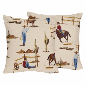 Wild West Cowboy Collection Decorative Accent Throw Pillow Covers - Set of 2
