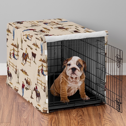 Wild West Cowboy Collection Dog Crate Kennel Cover