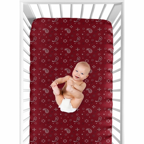Wild West Cowboy Collection Fitted Crib Sheet - Bandana Print - alt image 3